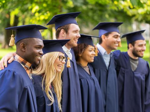 A group of students graduating